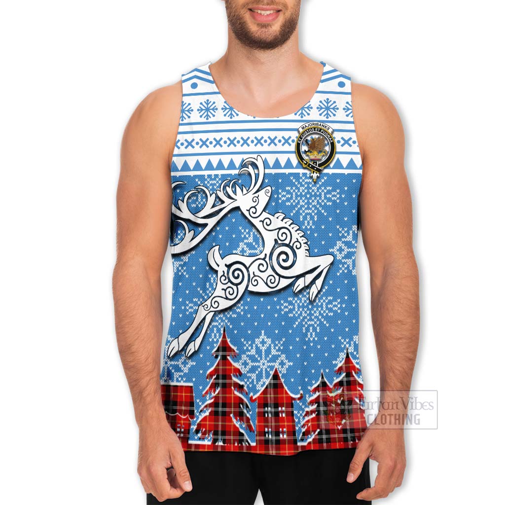 Tartan Vibes Clothing Majoribanks Clan Christmas Men's Tank Top Celtic Reindeer Style