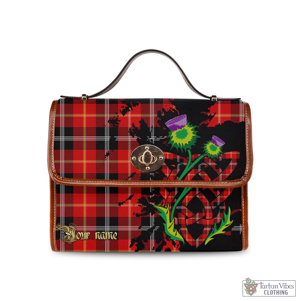 Tartan Vibes Clothing Majoribanks Tartan Waterproof Canvas Bag with Scotland Map and Thistle Celtic Accents