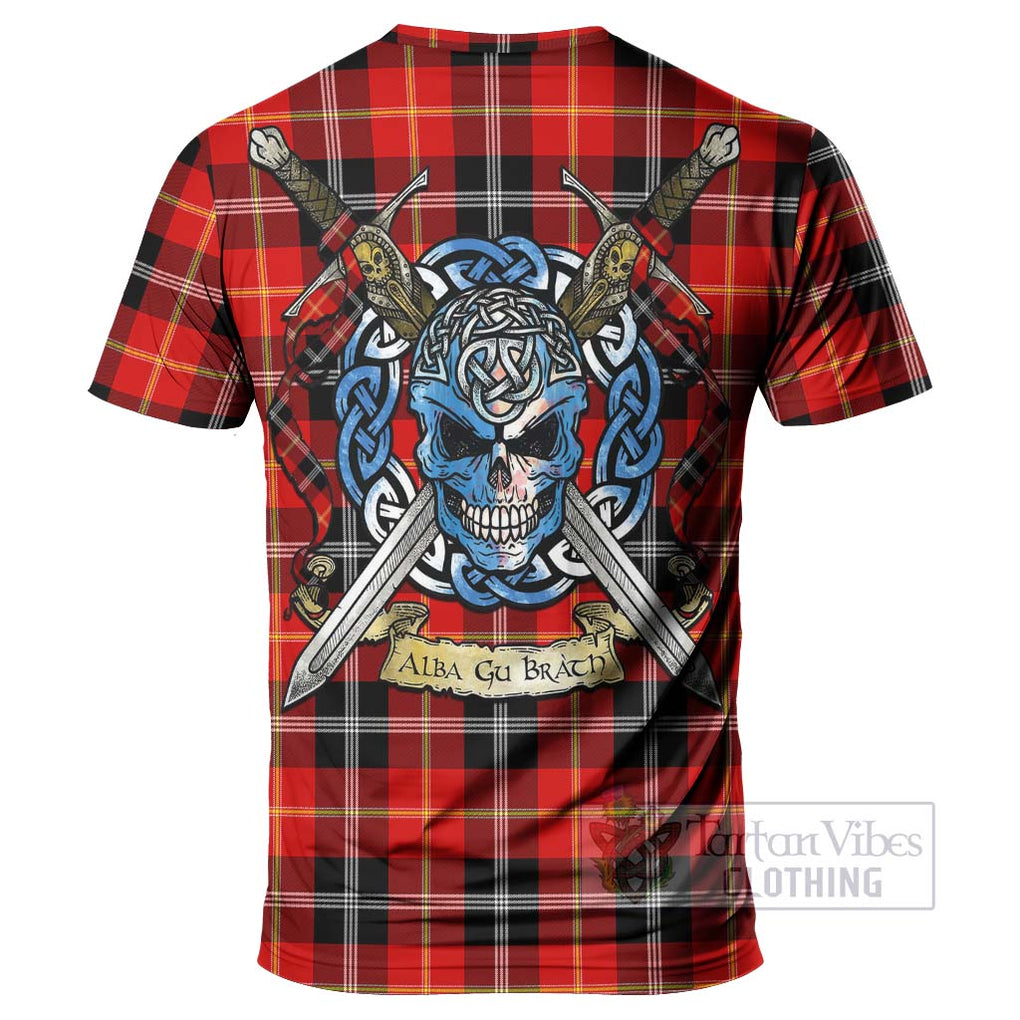 Tartan Vibes Clothing Majoribanks Tartan T-Shirt with Family Crest Celtic Skull Style