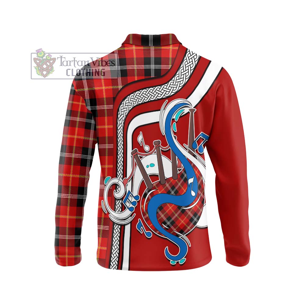 Tartan Vibes Clothing Majoribanks Tartan Long Sleeve Polo Shirt with Epic Bagpipe Style