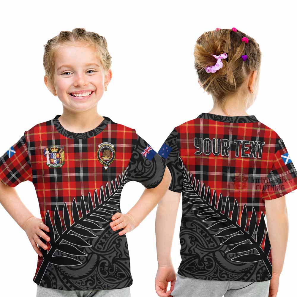 Tartan Vibes Clothing Majoribanks Crest Tartan Kid T-Shirt with New Zealand Silver Fern Half Style