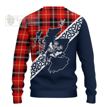 Majoribanks Tartan Knitted Sweater Featuring Thistle and Scotland Map