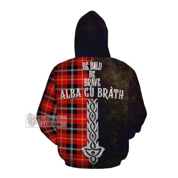 Majoribanks Tartan Family Crest Cotton Hoodie Alba Gu Brath Be Brave Lion Ancient Style Pullover Hoodie - Tartan Vibes Clothing