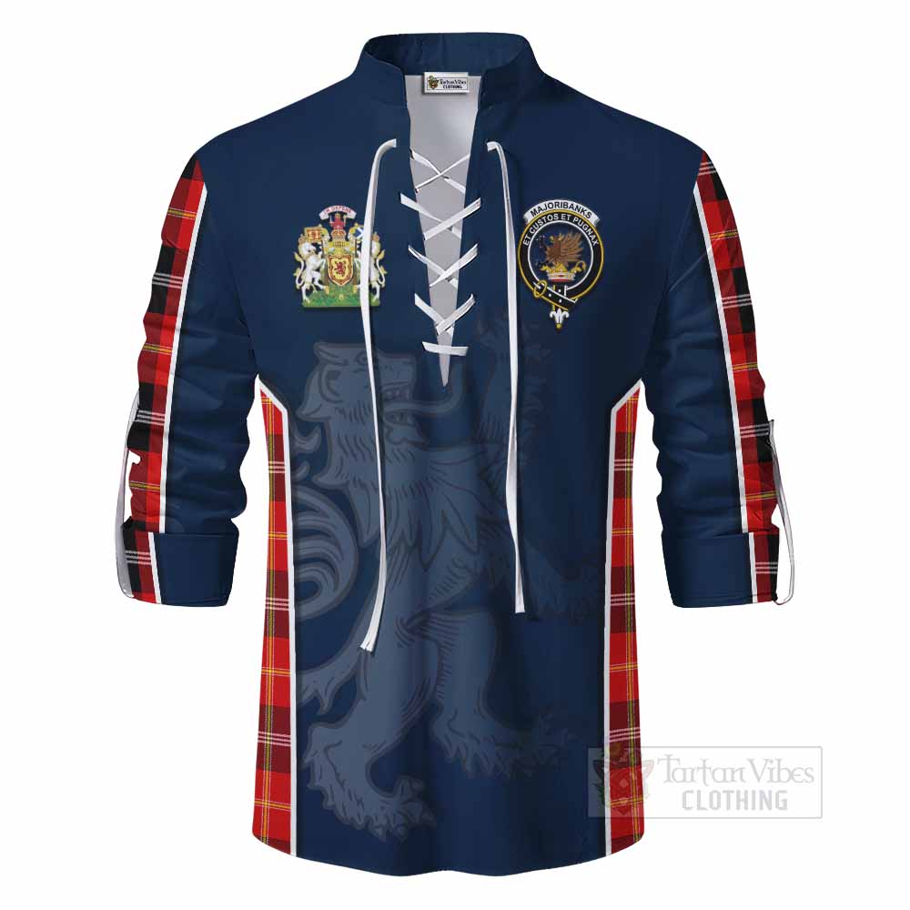 Tartan Vibes Clothing Majoribanks Tartan Ghillie Kilt Shirt with Family Crest and Lion Rampant Vibes Sport Style