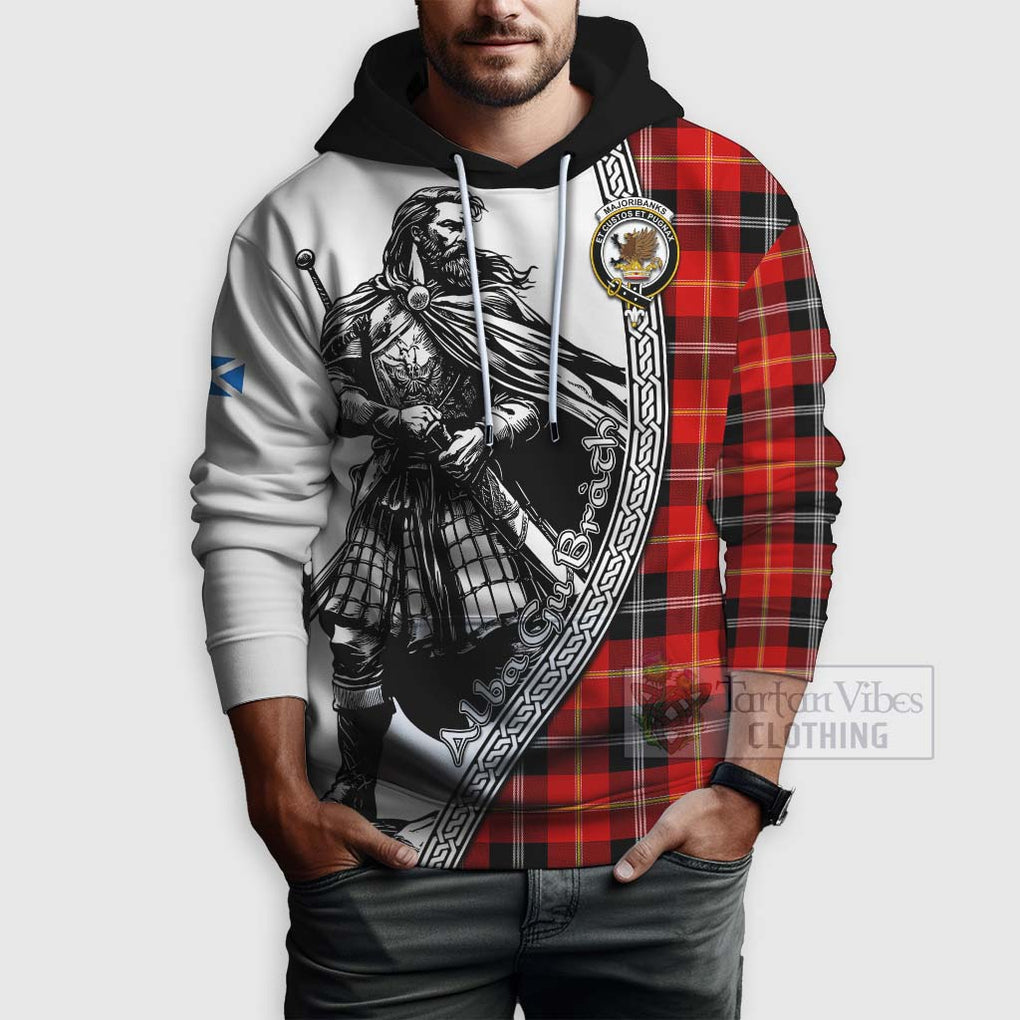 Tartan Vibes Clothing Majoribanks Tartan Clan Crest Hoodie with Highlander Warrior Celtic Style