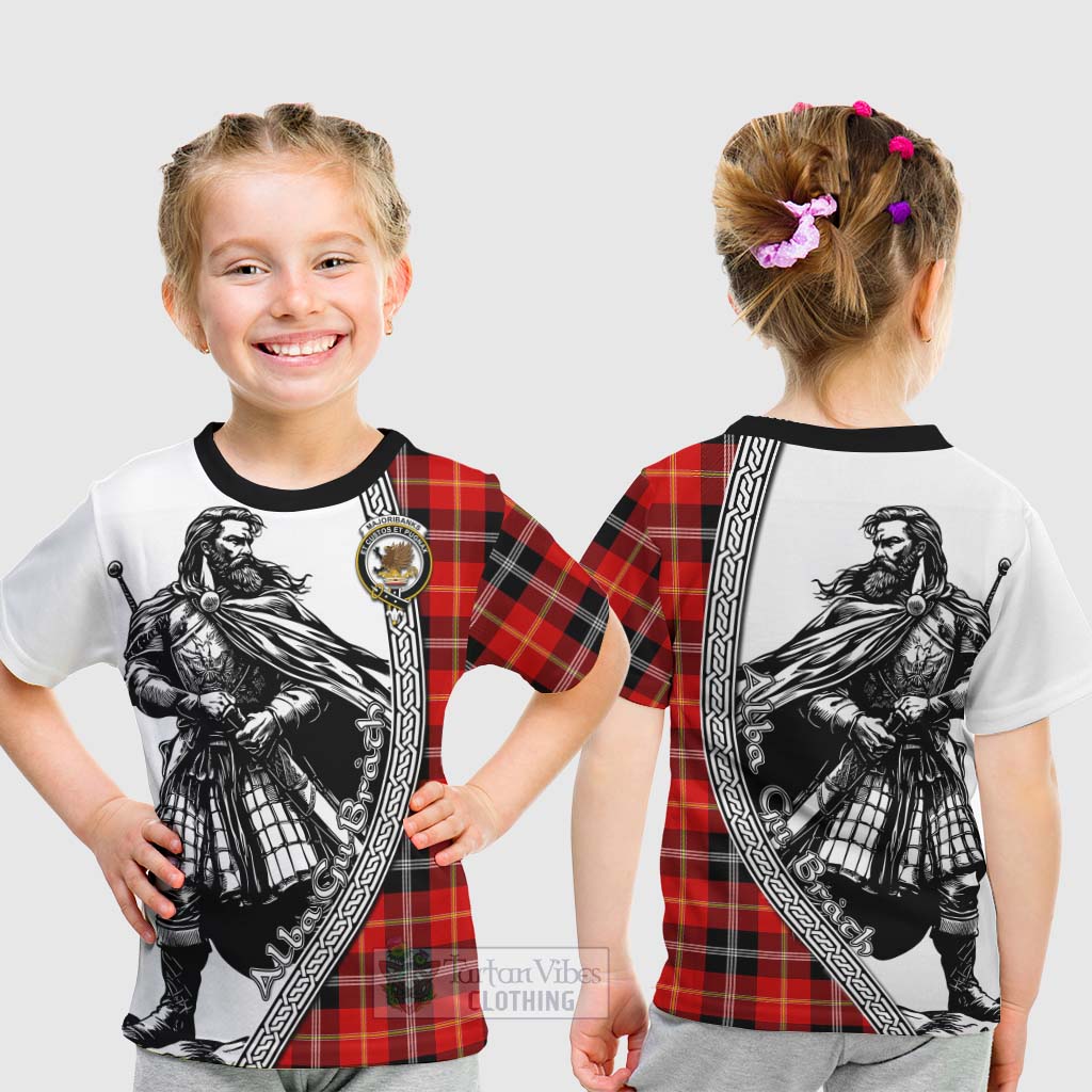 Tartan Vibes Clothing Majoribanks Tartan Clan Crest Kid T-Shirt with Highlander Warrior Celtic Style