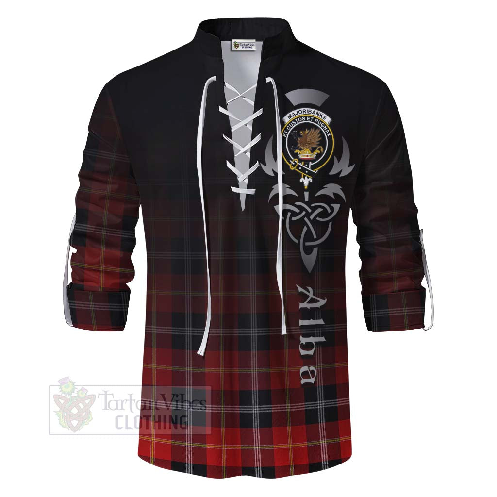 Tartan Vibes Clothing Majoribanks Tartan Ghillie Kilt Shirt Featuring Alba Gu Brath Family Crest Celtic Inspired