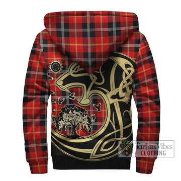 Majoribanks Tartan Sherpa Hoodie with Family Crest Celtic Wolf Style