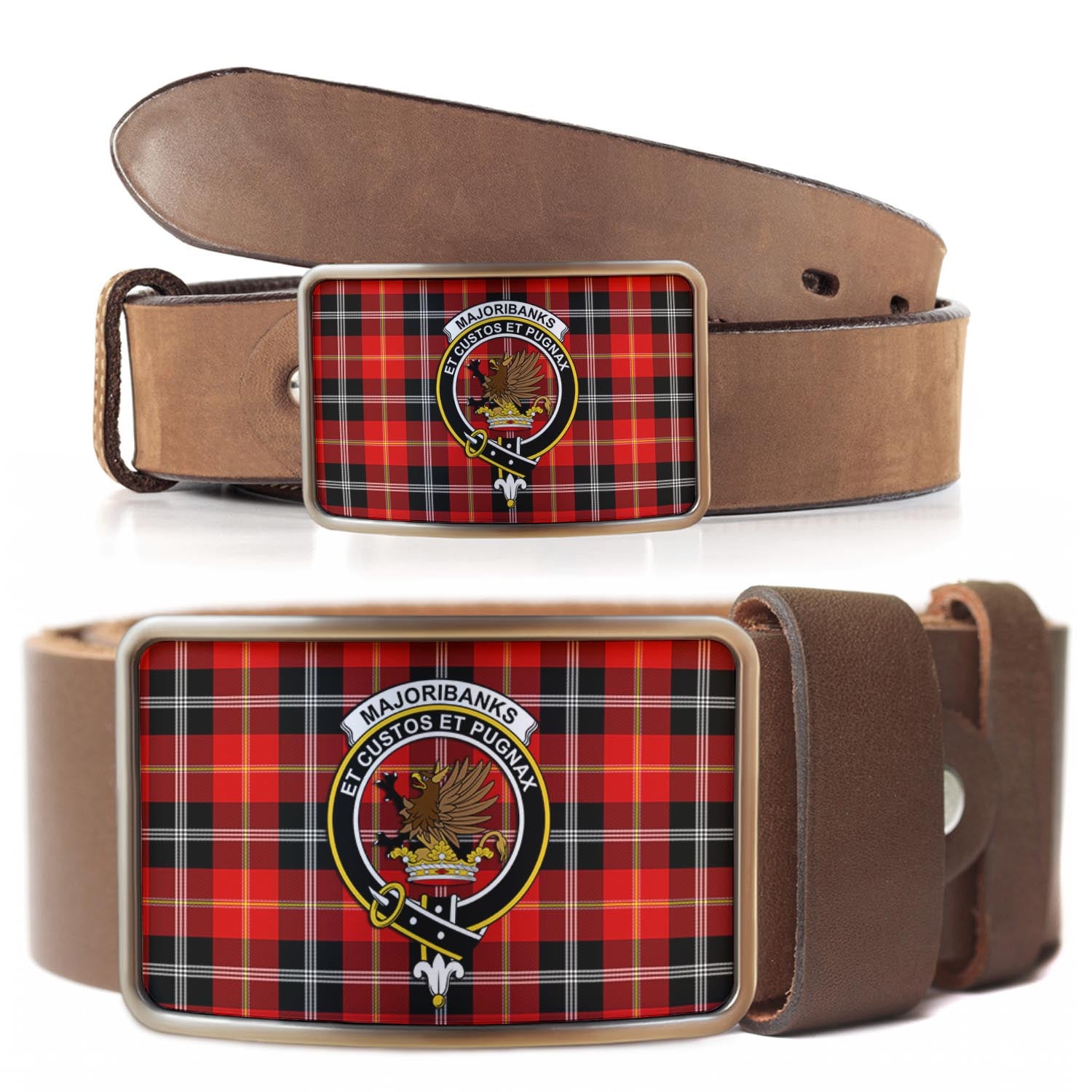 Majoribanks Tartan Belt Buckles with Family Crest - Tartan Vibes Clothing