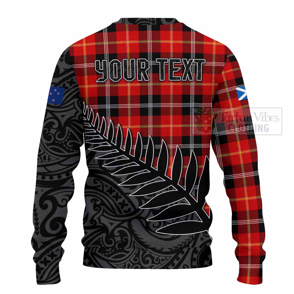 Tartan Vibes Clothing Majoribanks Crest Tartan Knitted Sweater with New Zealand Silver Fern Half Style