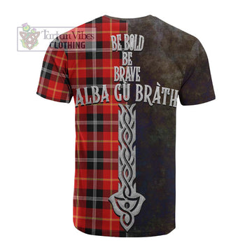 Majoribanks Tartan Family Crest Cotton T-shirt Alba Gu Brath Be Brave Lion Ancient Style - Tartan Vibes Clothing