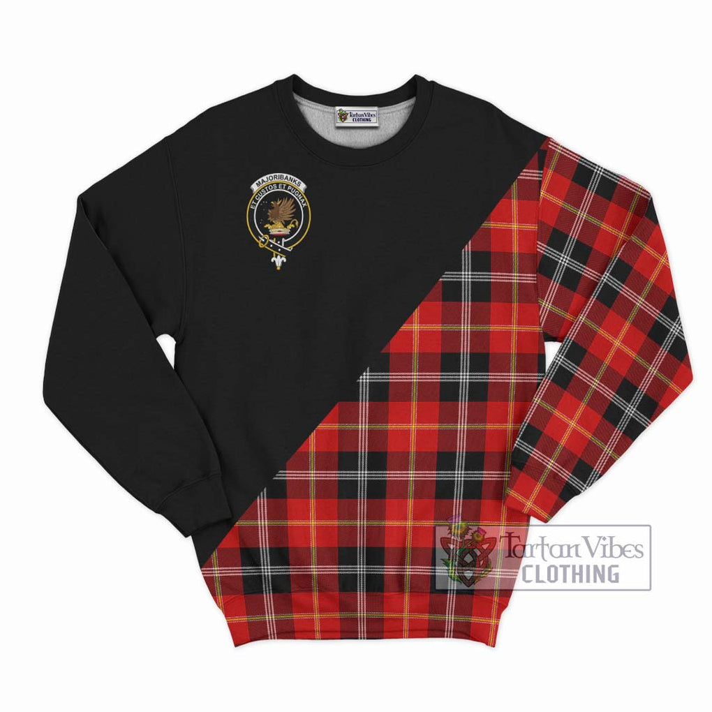 Majoribanks Tartan Sweatshirt with Family Crest and Military Logo Style - Tartanvibesclothing Shop