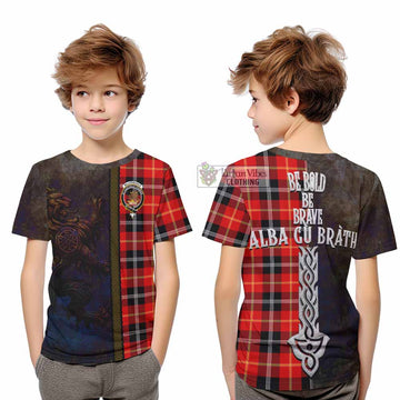 Majoribanks Tartan Family Crest Kid T-Shirt Alba Gu Brath Be Brave Lion Ancient Style - Tartan Vibes Clothing