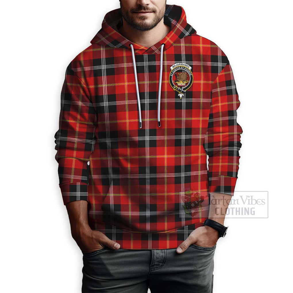 Tartan Vibes Clothing Majoribanks Tartan Hoodie with Family Crest Celtic Skull Style