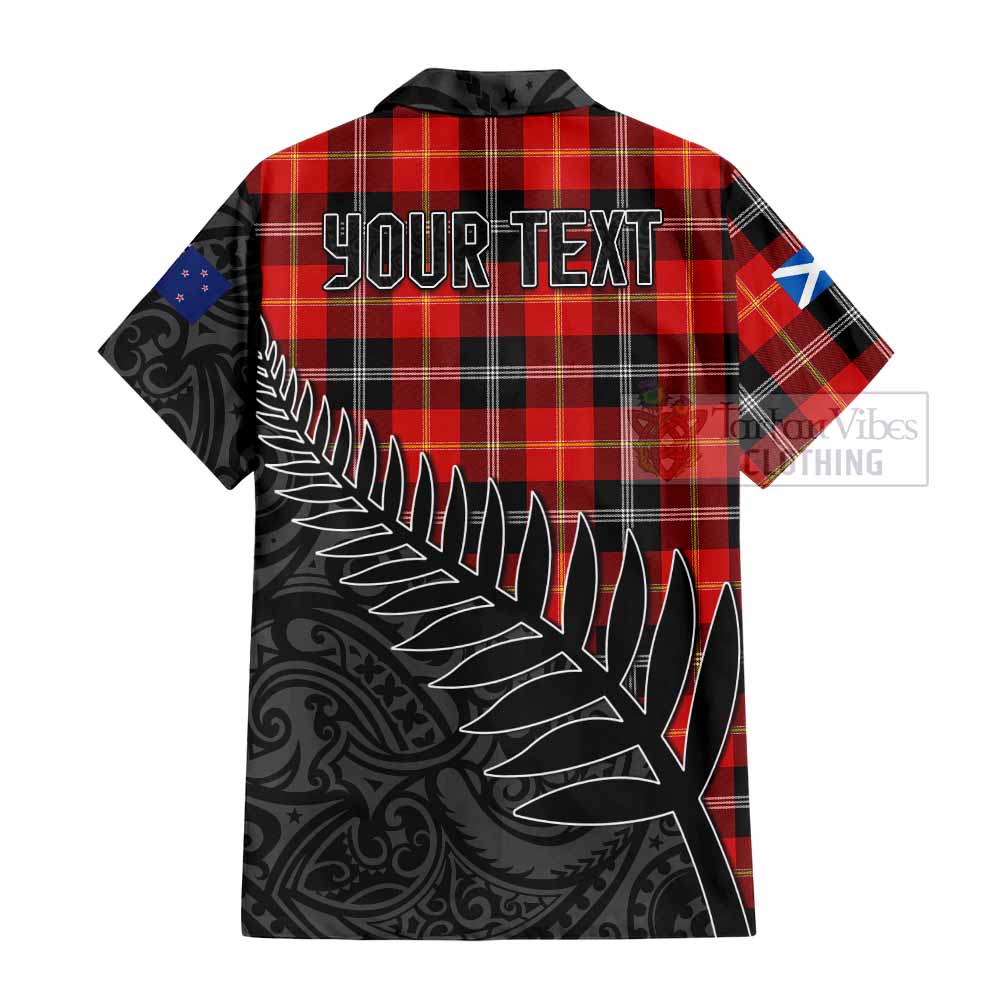 Tartan Vibes Clothing Majoribanks Crest Tartan Short Sleeve Button Shirt with New Zealand Silver Fern Half Style