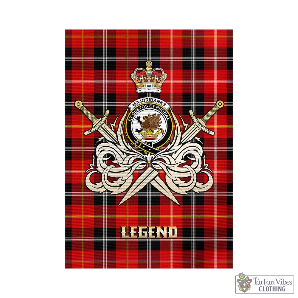 Tartan Vibes Clothing Majoribanks Tartan Flag with Clan Crest and the Golden Sword of Courageous Legacy