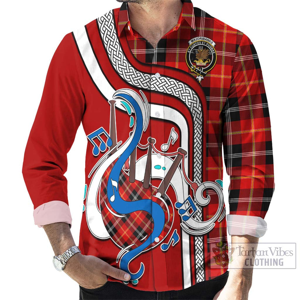 Majoribanks Tartan Long Sleeve Button Shirt with Epic Bagpipe Style - Tartanvibesclothing Shop