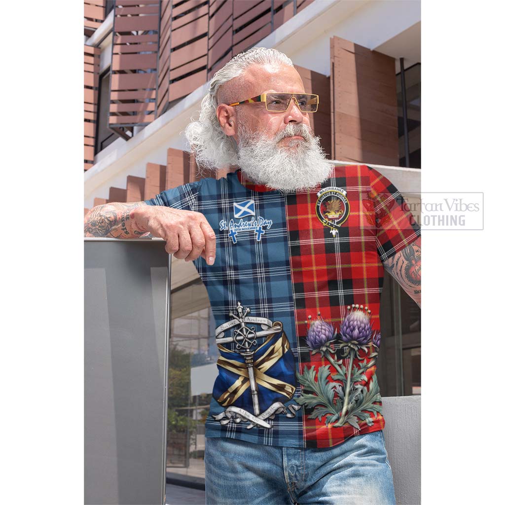 Tartan Vibes Clothing Majoribanks Tartan Cotton T-shirt Happy St. Andrew's Day Half Tartan Style