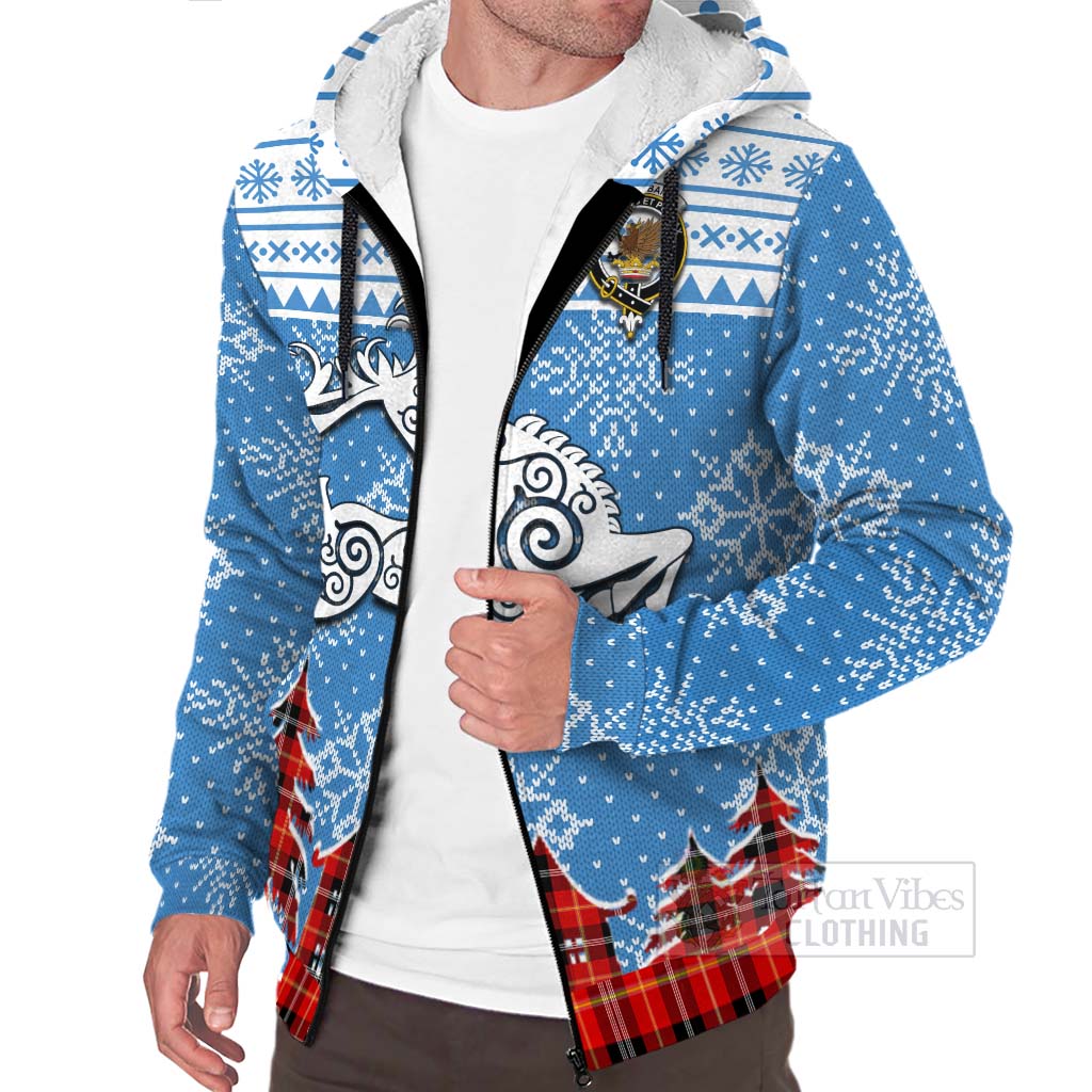 Tartan Vibes Clothing Majoribanks Clan Christmas Sherpa Hoodie Celtic Reindeer Style