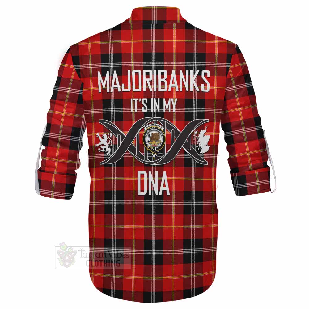 Tartan Vibes Clothing Majoribanks Tartan Ghillie Kilt Shirt with Family Crest DNA In Me Style