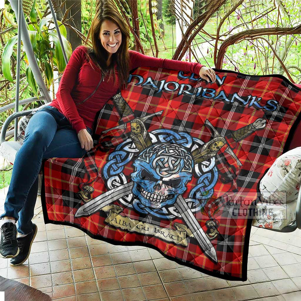 Tartan Vibes Clothing Majoribanks Tartan Quilt with Celtic Skull Alba Gu Brath Style