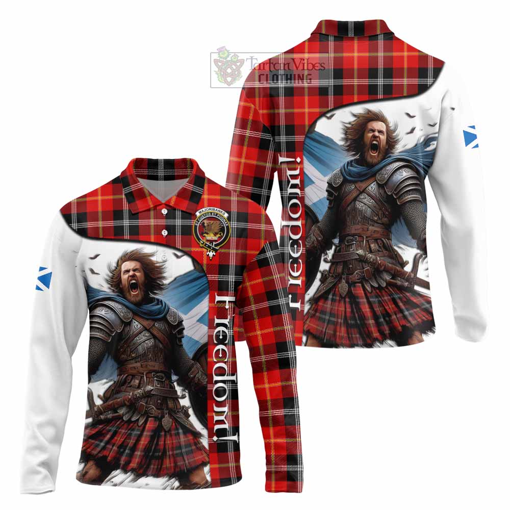 Tartan Vibes Clothing Majoribanks Crest Tartan Long Sleeve Polo Shirt Inspired by the Freedom of Scottish Warrior