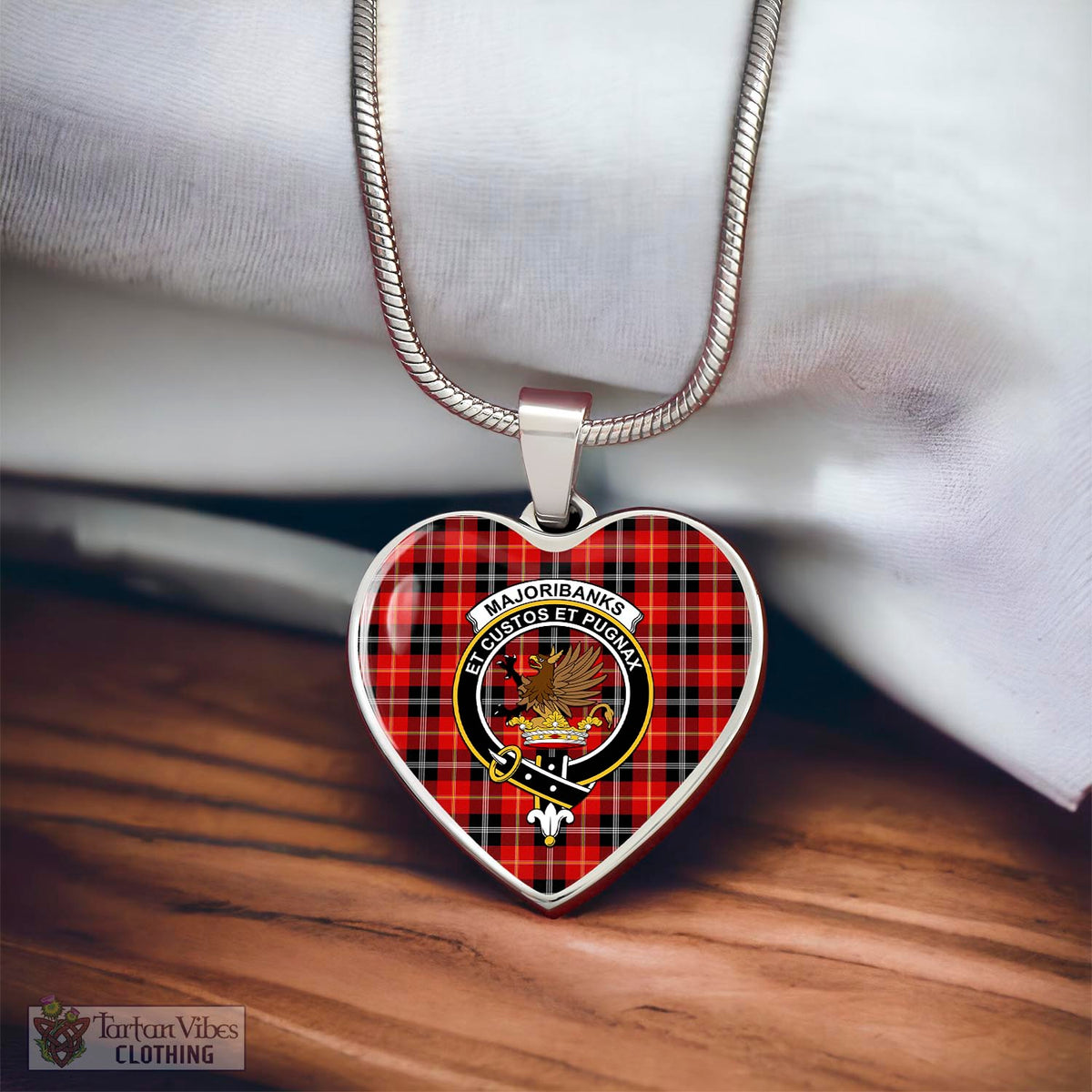 Majoribanks Tartan Heart Necklace with Family Crest - Tartan Vibes Clothing