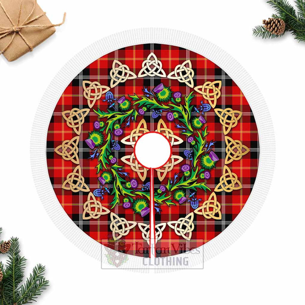 Tartan Vibes Clothing Majoribanks Tartan Christmas Tree Skirt with Thistle Celtic Knot Style