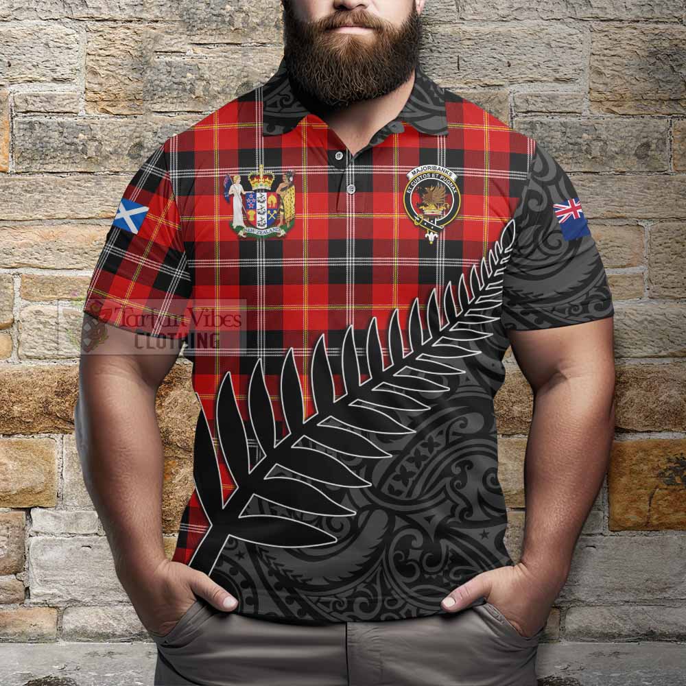 Tartan Vibes Clothing Majoribanks Crest Tartan Polo Shirt with New Zealand Silver Fern Half Style