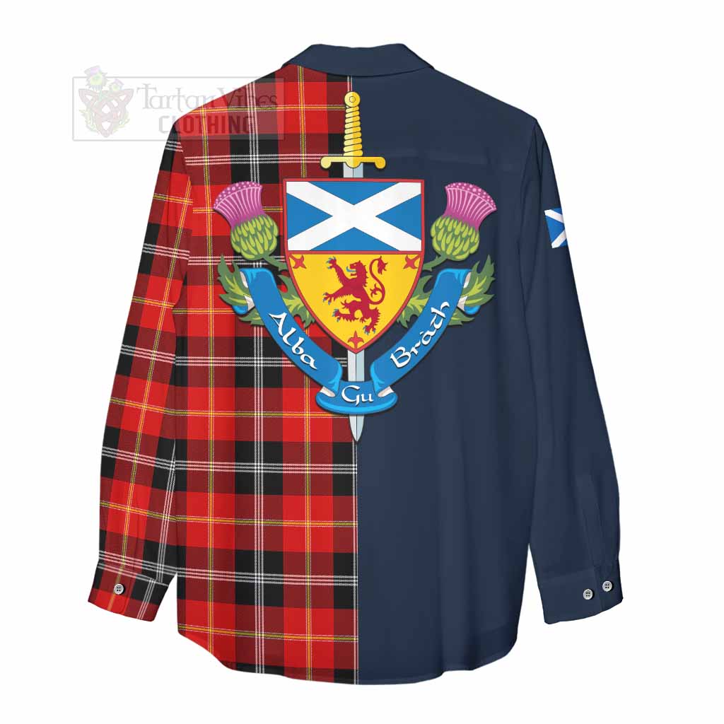 Tartan Vibes Clothing Majoribanks Tartan Women's Casual Shirt Alba with Scottish Lion Royal Arm Half Style