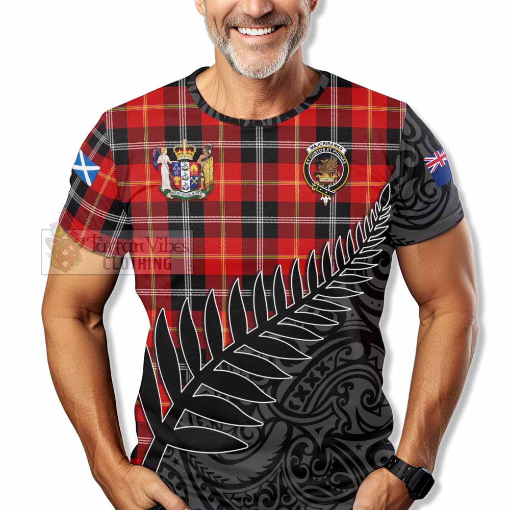 Tartan Vibes Clothing Majoribanks Crest Tartan T-Shirt with New Zealand Silver Fern Half Style