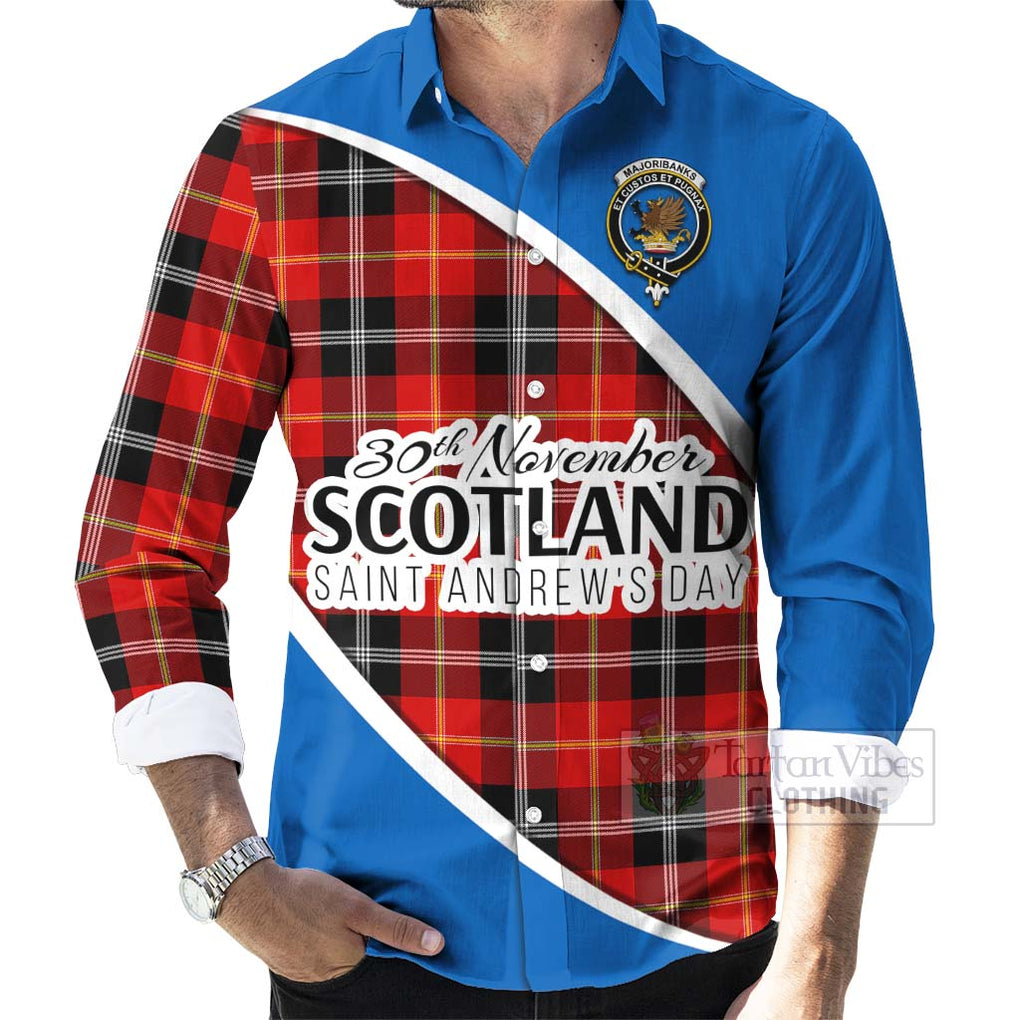 Tartan Vibes Clothing Majoribanks Family Crest Tartan Long Sleeve Button Shirt Celebrate Saint Andrew's Day in Style