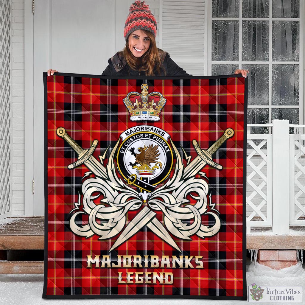 Tartan Vibes Clothing Majoribanks Tartan Quilt with Clan Crest and the Golden Sword of Courageous Legacy