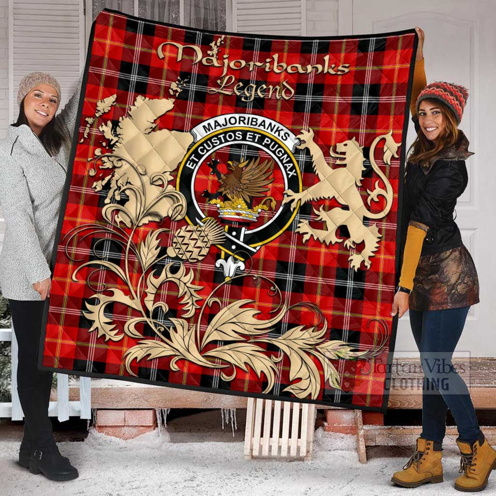 Tartan Vibes Clothing Majoribanks Tartan Quilt with Family Crest and Scottish Symbol Style