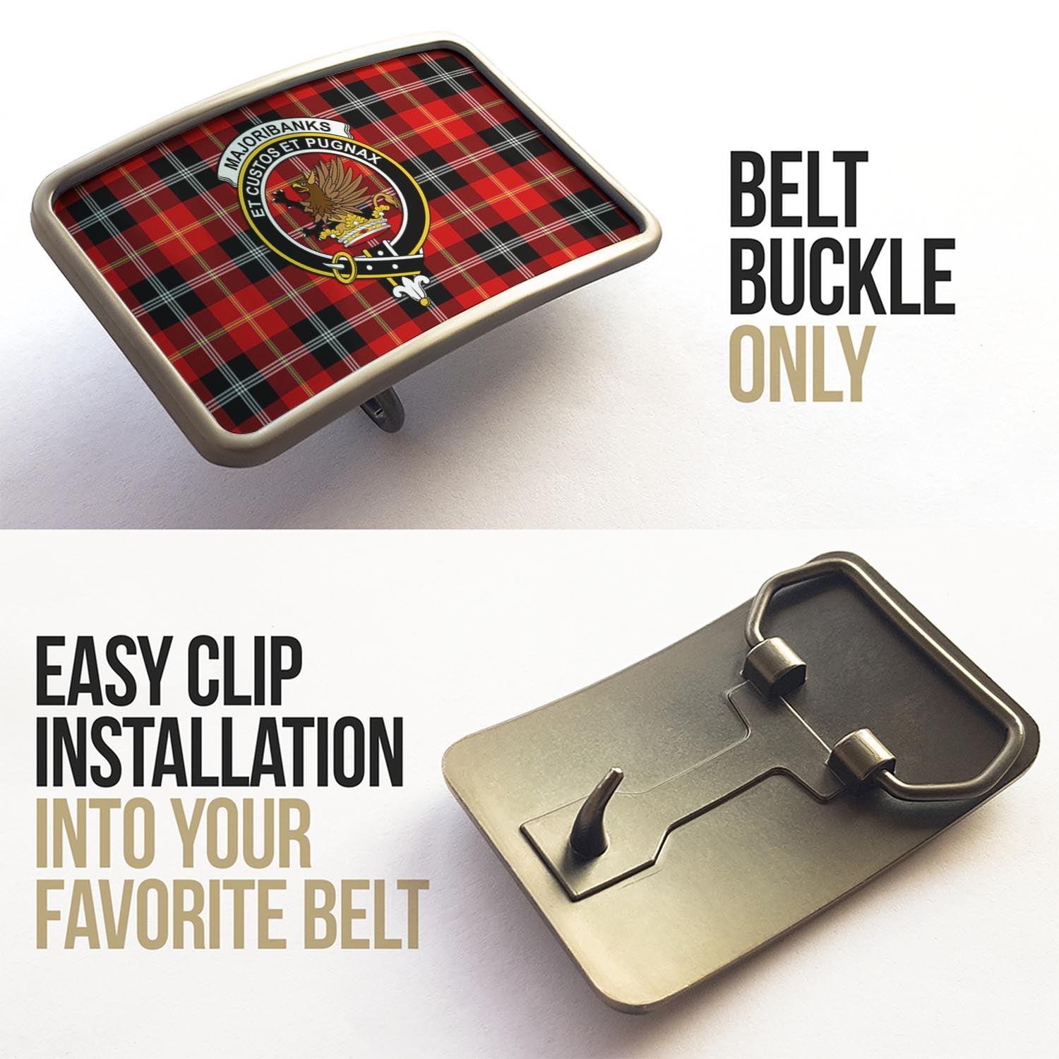 Majoribanks Tartan Belt Buckles with Family Crest - Tartan Vibes Clothing