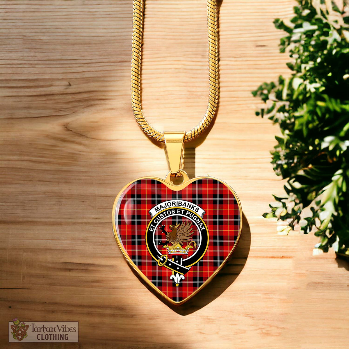 Majoribanks Tartan Heart Necklace with Family Crest Luxury Necklace (Gold) No - Tartan Vibes Clothing