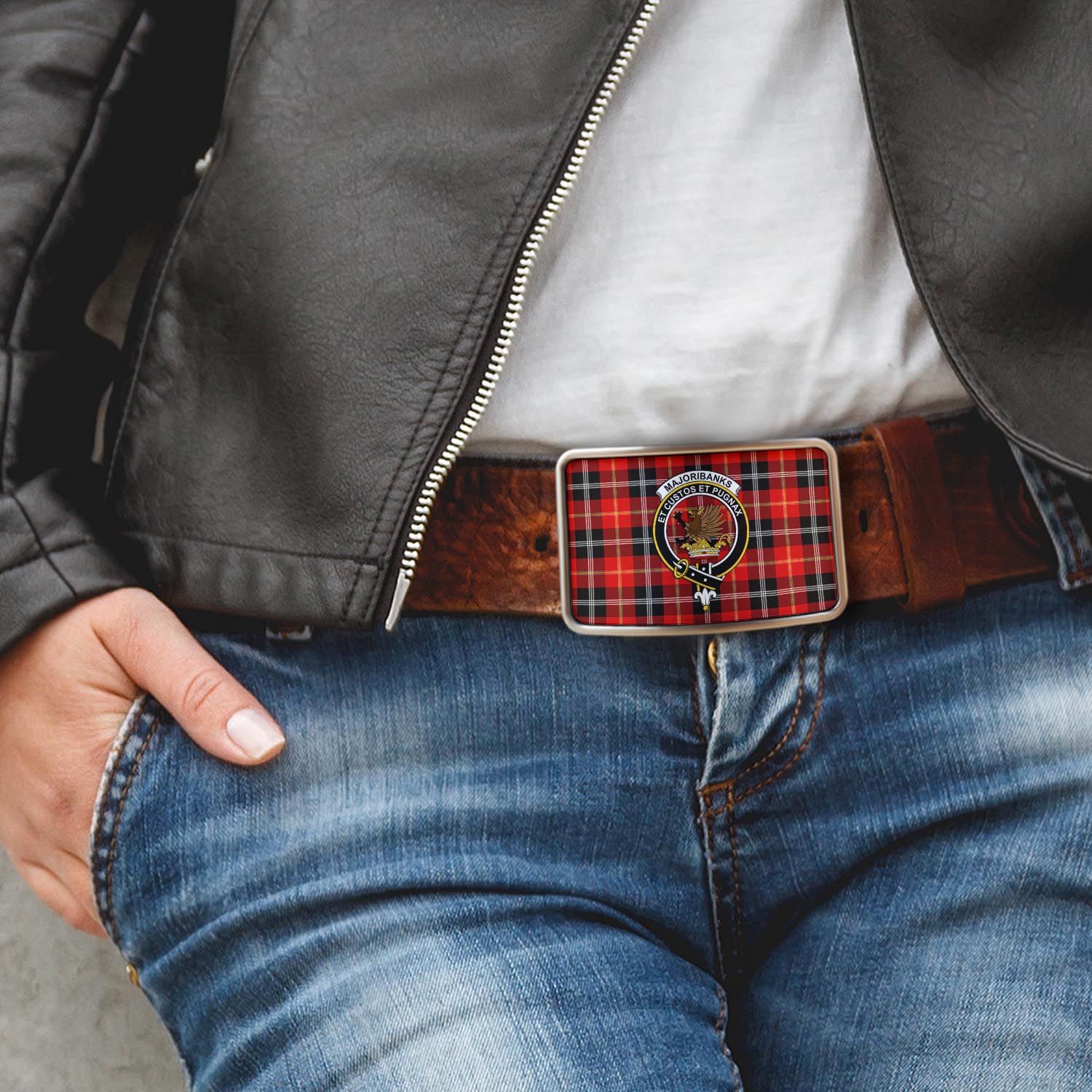 Majoribanks Tartan Belt Buckles with Family Crest - Tartan Vibes Clothing