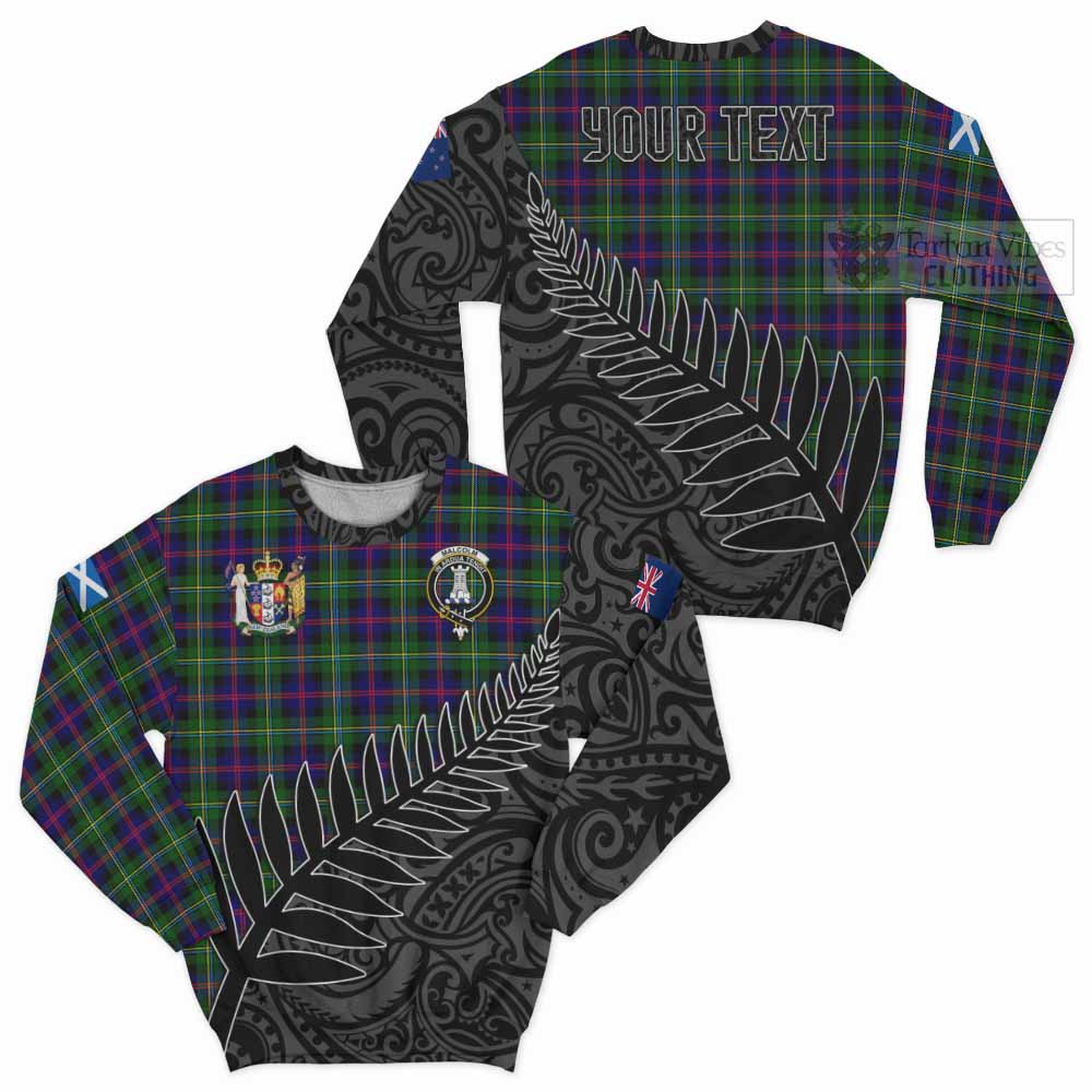 Tartan Vibes Clothing Malcolm Crest Tartan Sweatshirt with New Zealand Silver Fern Half Style