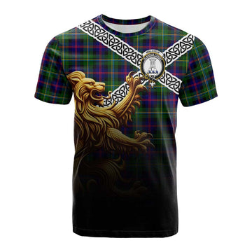 Malcolm Crest Tartan Cotton T-shirt with Golden Lion Emblem Celtic Style Kid's Shirt - Tartan Vibes Clothing