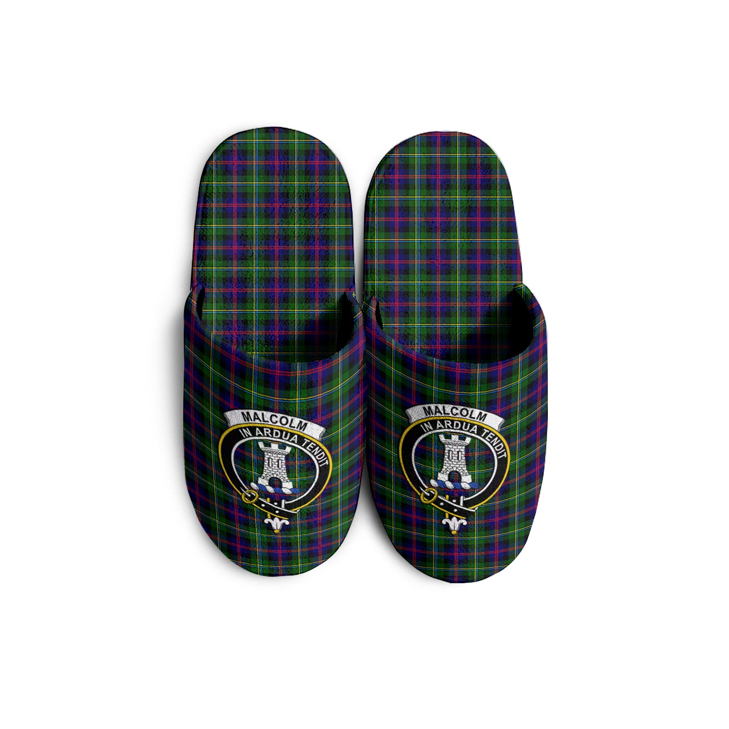 Malcolm Tartan Home Slippers with Family Crest - Tartanvibesclothing