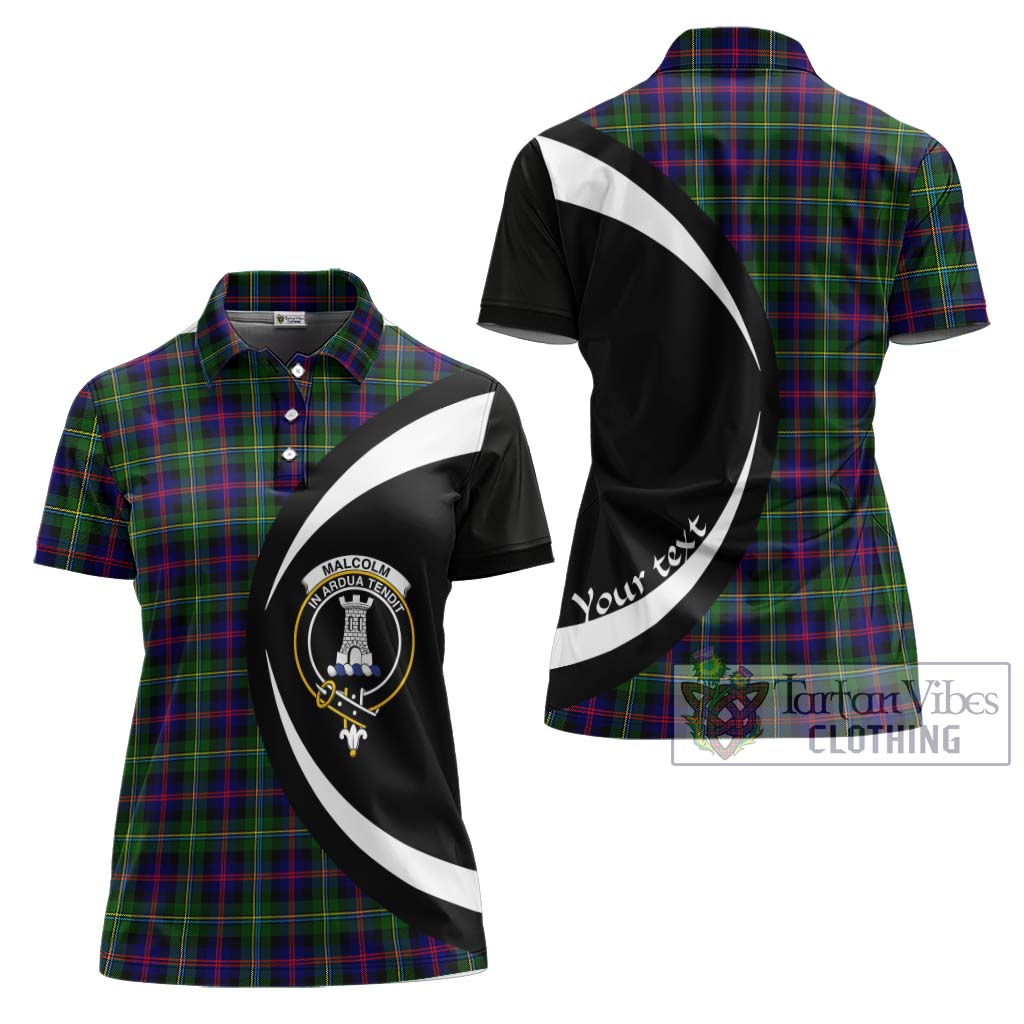 Tartan Vibes Clothing Malcolm Tartan Women's Polo Shirt with Family Crest Circle Style