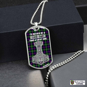 Malcolm Tartan Dog Tag Necklace Viking Mjolnir Style