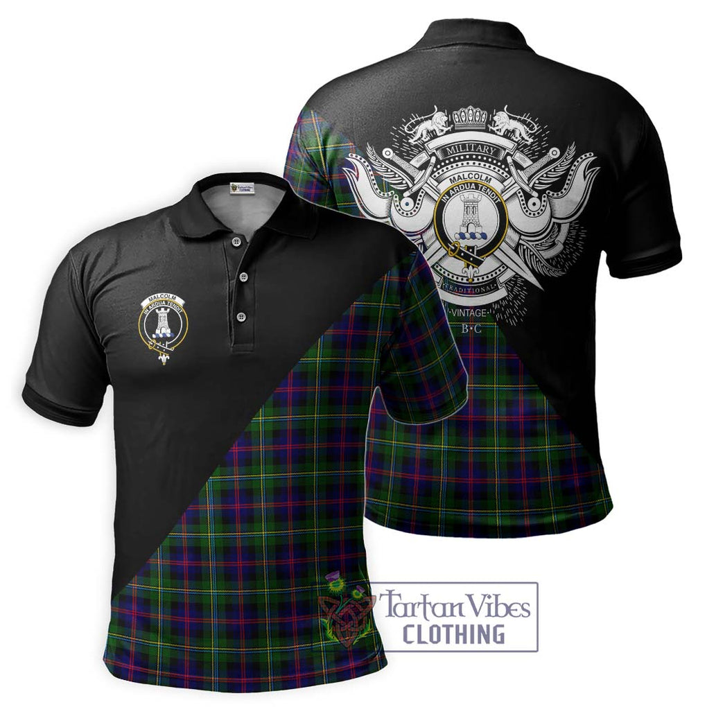 Malcolm Tartan Polo Shirt with Family Crest and Military Logo Style Kid - Tartanvibesclothing Shop