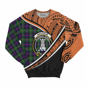 Malcolm Crest Tartan Sweatshirt with Polynesian Vibes Style - Orange Version