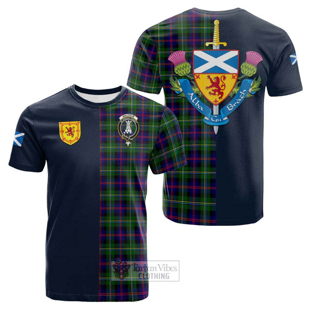 Tartan Vibes Clothing Malcolm Tartan Cotton T-shirt with Scottish Lion Royal Arm Half Style