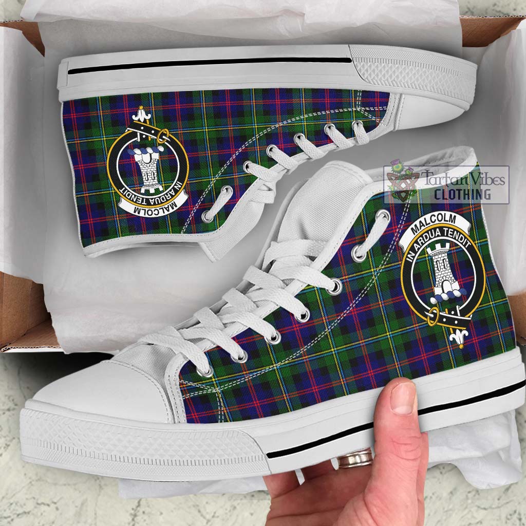 Tartan Vibes Clothing Malcolm Tartan High Top Shoes with Family Crest