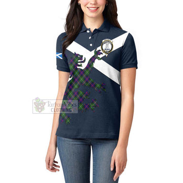 Malcolm Tartan Lion Rampant Women's Polo Shirt  Proudly Display Your Heritage with Alba Gu Brath and Clan Name