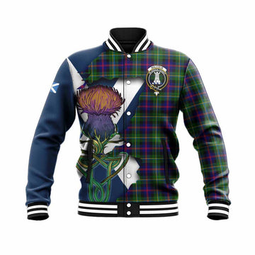 Malcolm Tartan Family Crest Baseball Jacket Scottish Thistle Celtic Inspired Unisex - Tartan Vibes Clothing