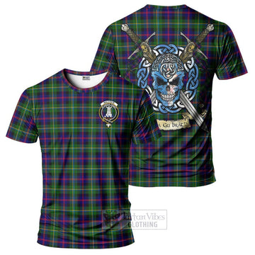 Malcolm Tartan T-Shirt with Family Crest Celtic Skull Style