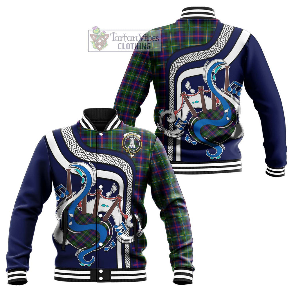 Tartan Vibes Clothing Malcolm Tartan Baseball Jacket with Epic Bagpipe Style